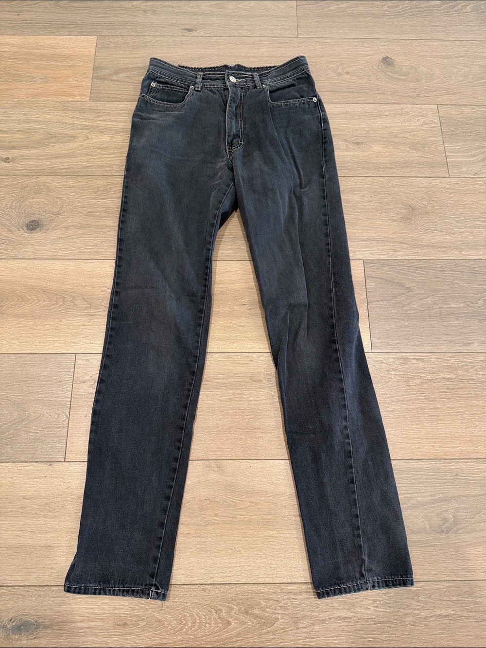 BANZAI Gray Vintage High Waisted Straight Leg Cotton Denim Jeans Pants Size 31XL